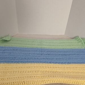 Handmade Crochet BABY Afghan CRIB Blanket Yellow Blue Green Keepsake